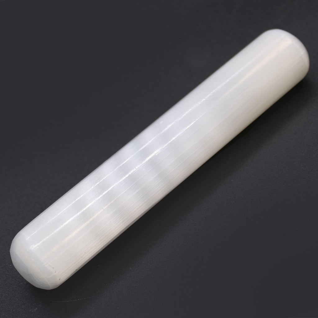 Selenite Wand 16 cm Round Both Ends for Enchanting Displays