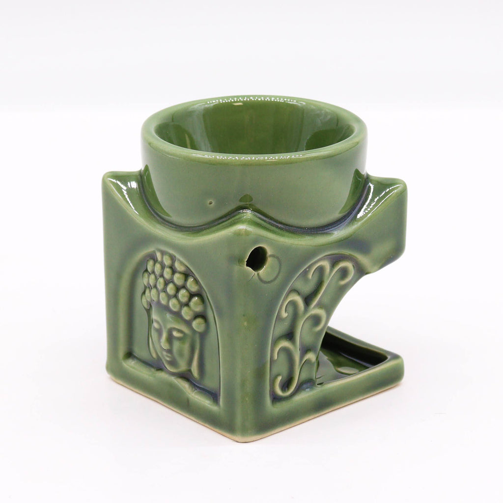 Square Buddha Burner in Dark Jade for Aromatic Oil Use