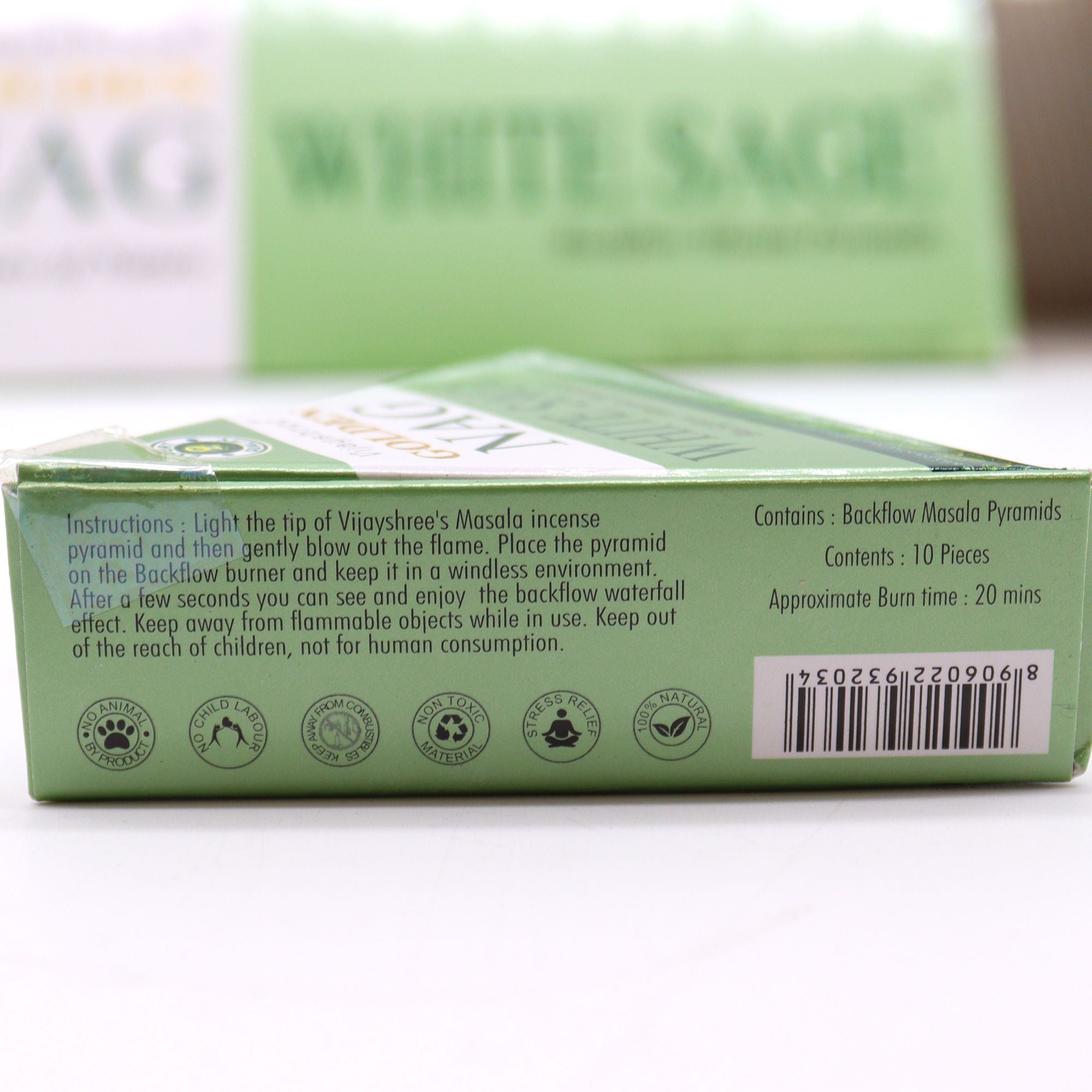 42g Jumbo Golden Nag White Sage Backflow Incense Cones for Purity