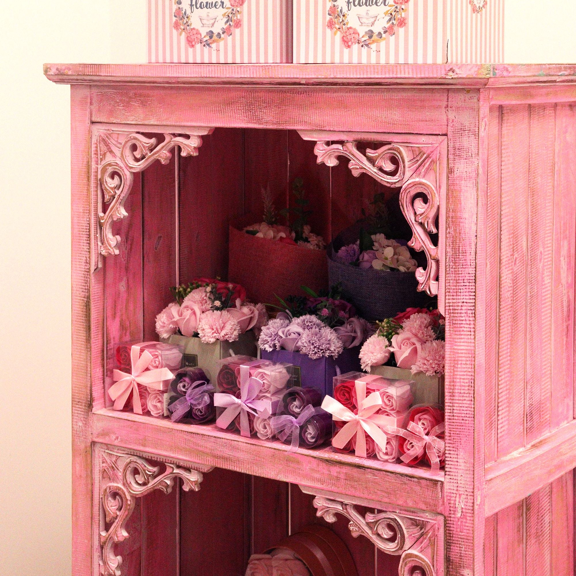 Albasia Bathroom Cabinet in Pinkwash for Chic and Stylish Storage