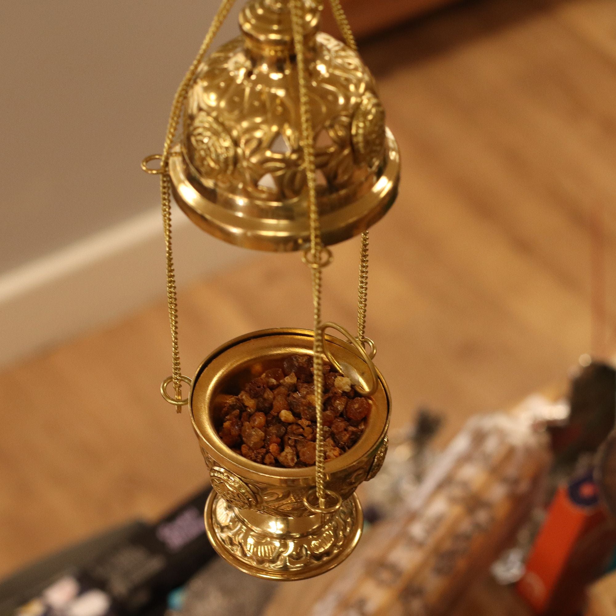 Hanging Brass Incense Burner for Aromatic Home and Meditation Decor
