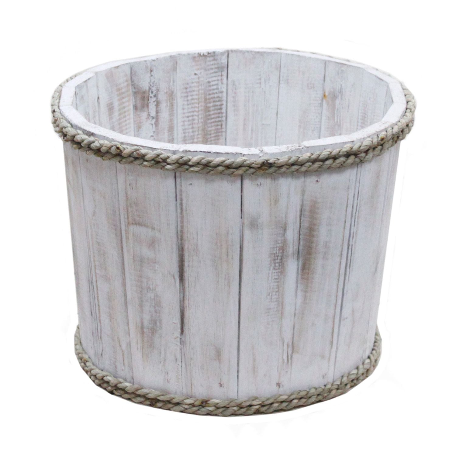Small Whitewash Wooden Storage Tub for Organising Your Spaces
