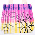 Unique Tye Dye Cotton Bag with Lotus Buddha Design and Handle