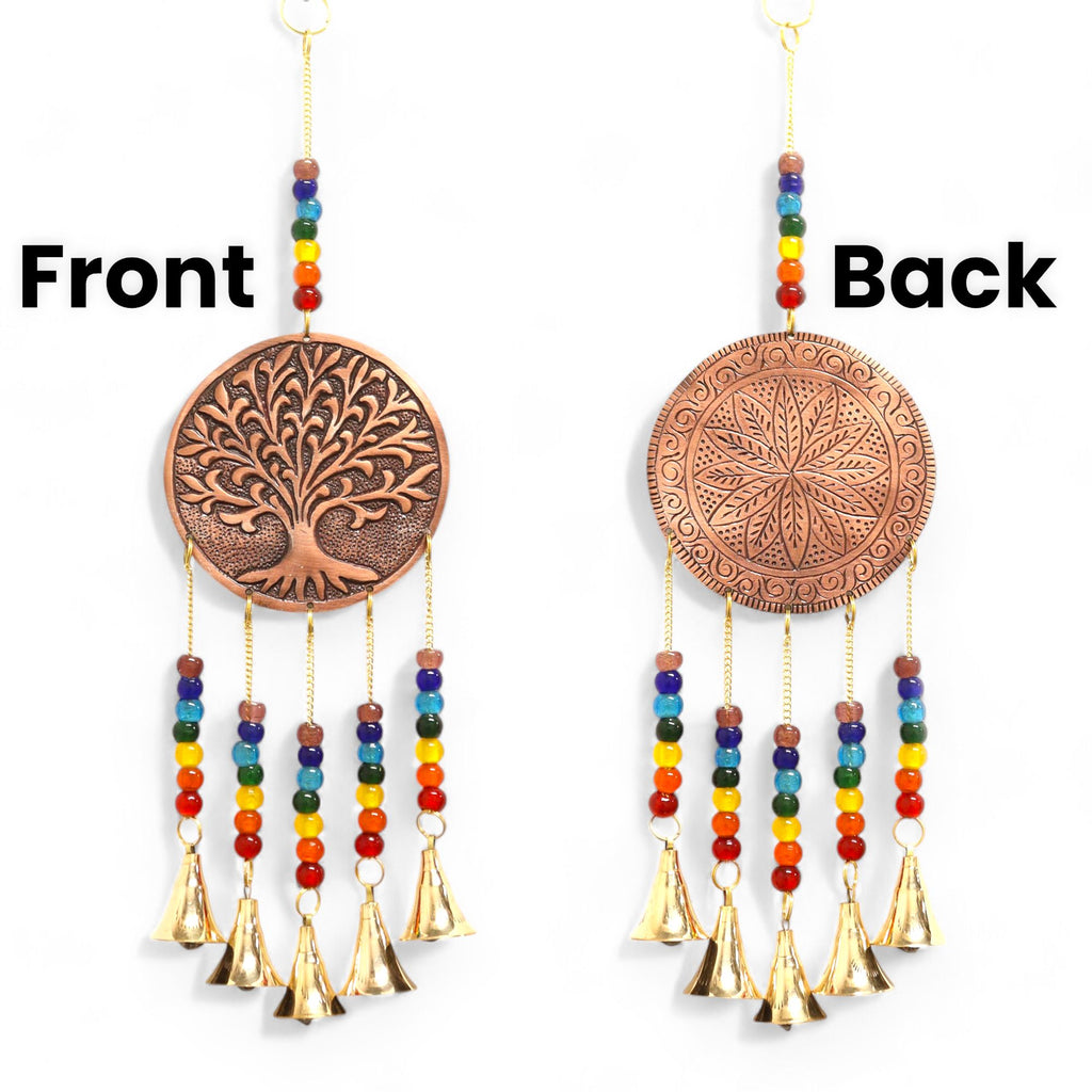 Indian Chimes with Tree of Life Design and Chakra Beads