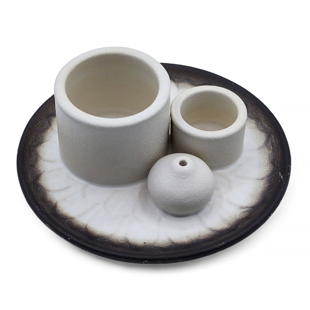 Palo Santo Stick & Smudge Holder with Mandala White Grey Design