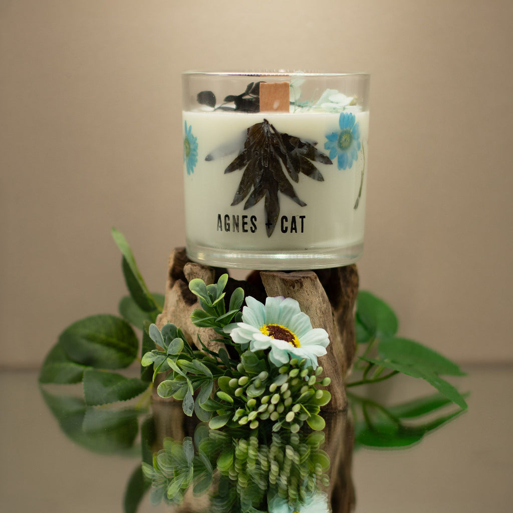 Soy Wax Candle Sea Salt and Moss with Wooden Wick for Relaxation