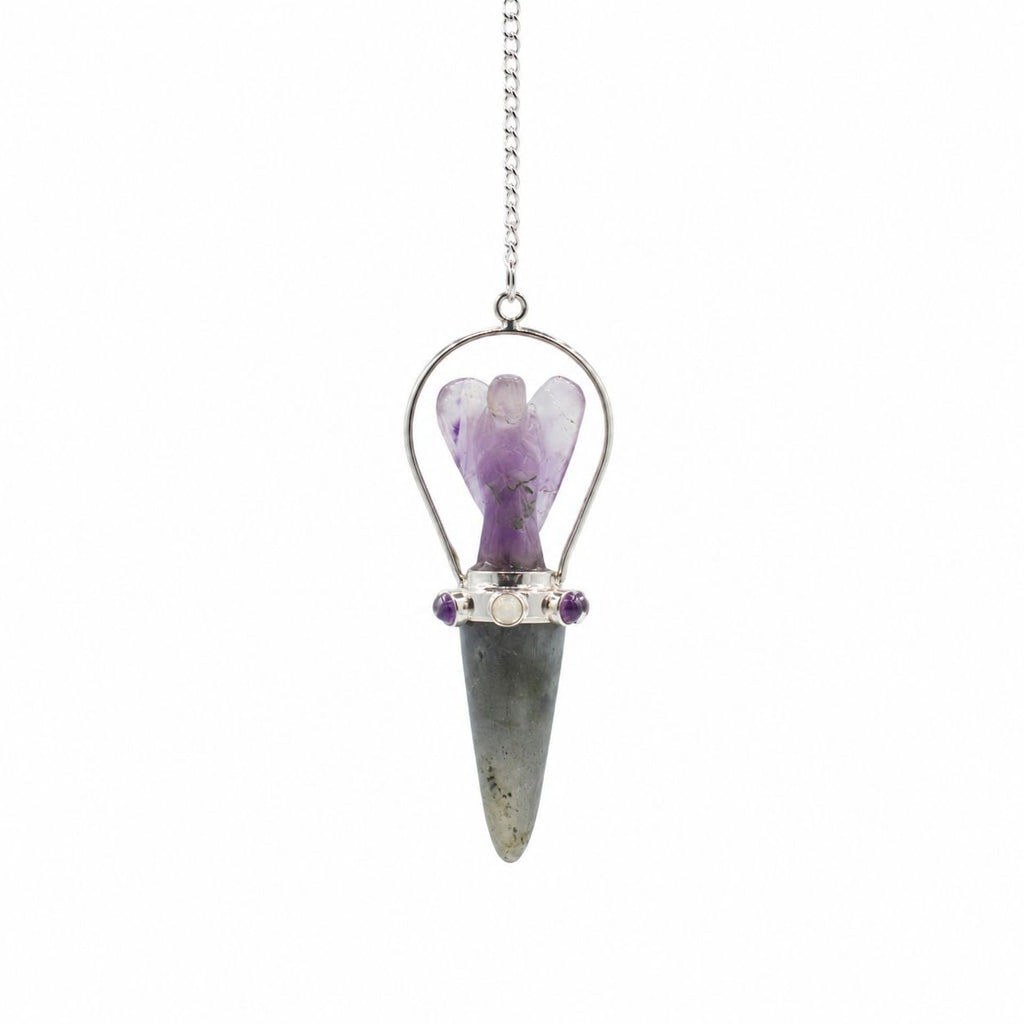 Veilwalker Two Piece Angel Pendulum with Labradorite & Amethyst