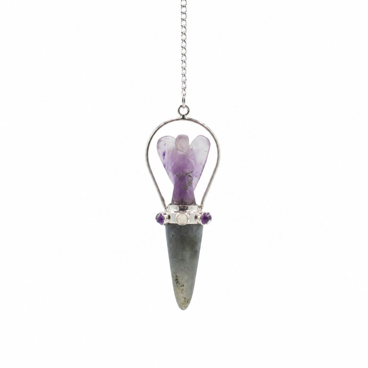 Veilwalker Two Piece Angel Pendulum with Labradorite & Amethyst