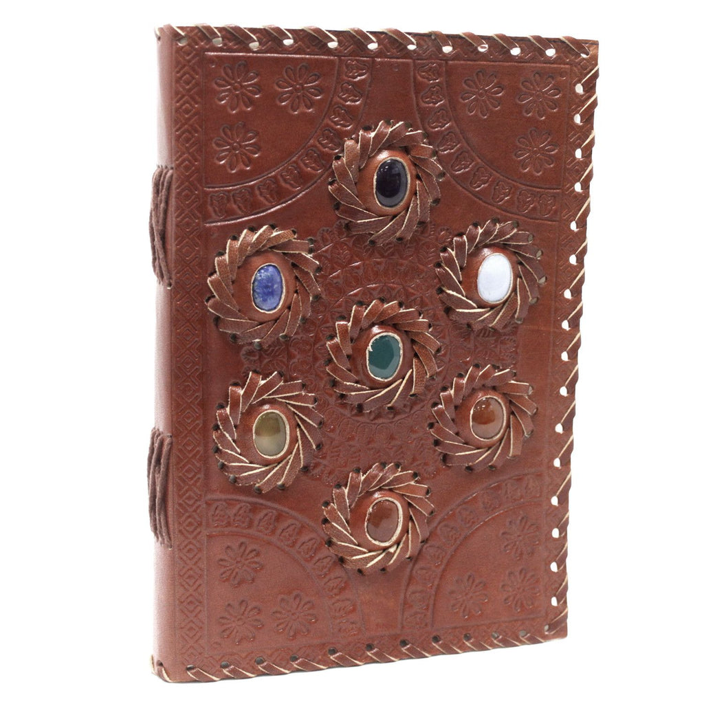 Leather Chakra Stone Notebook for Creative Writing and Sketching