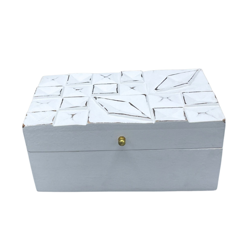 Vintage Deco Multi Purpose Box with Elegant White Diamonds Design
