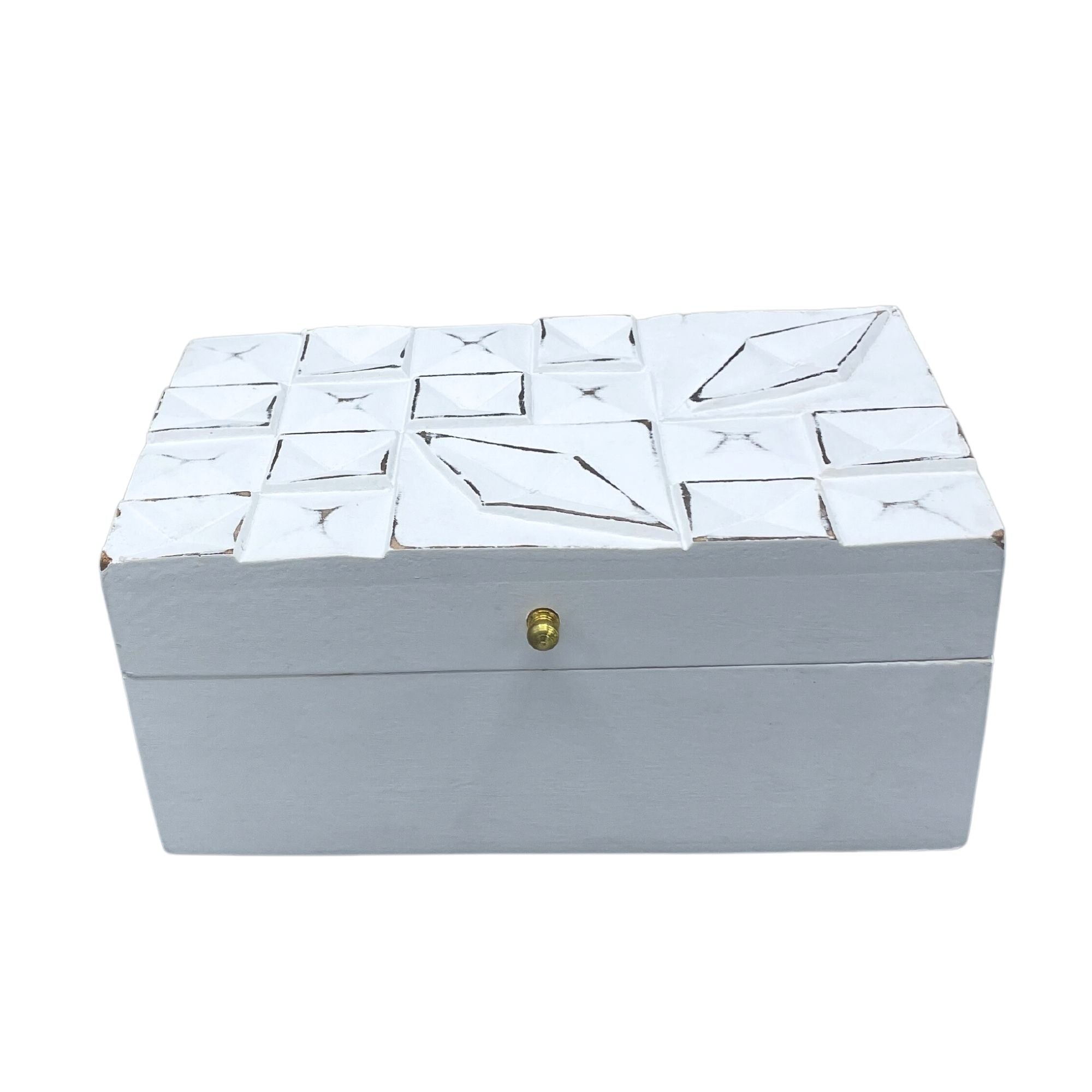 Vintage Deco Multi Purpose Box with Elegant White Diamonds Design