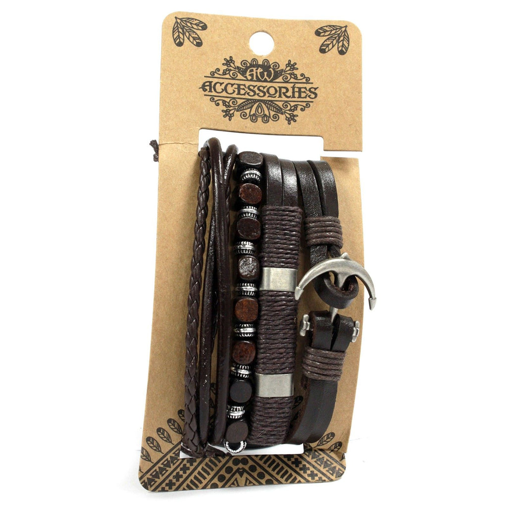 Stylish Men's Bracelet Sets with Unique Metal and Leather Designs