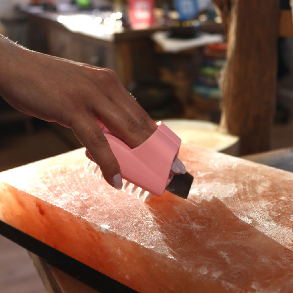 Himalayan Salt Block Cleaning Brush for Easy Maintenance in Colours