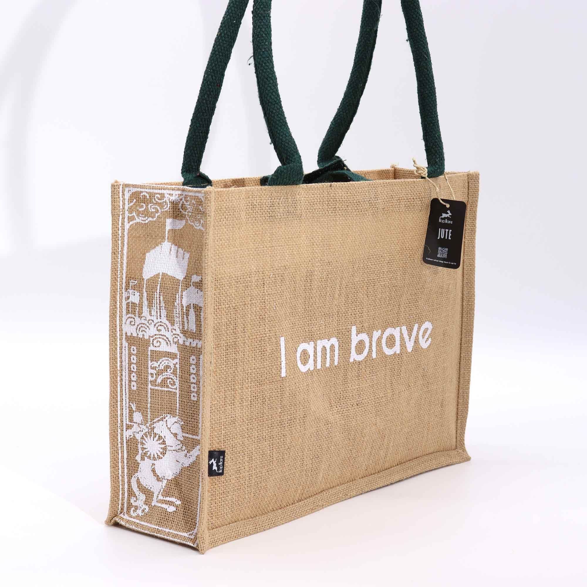 Hop Hare Jute Big Bag with Knight of Swords Design I am Brave