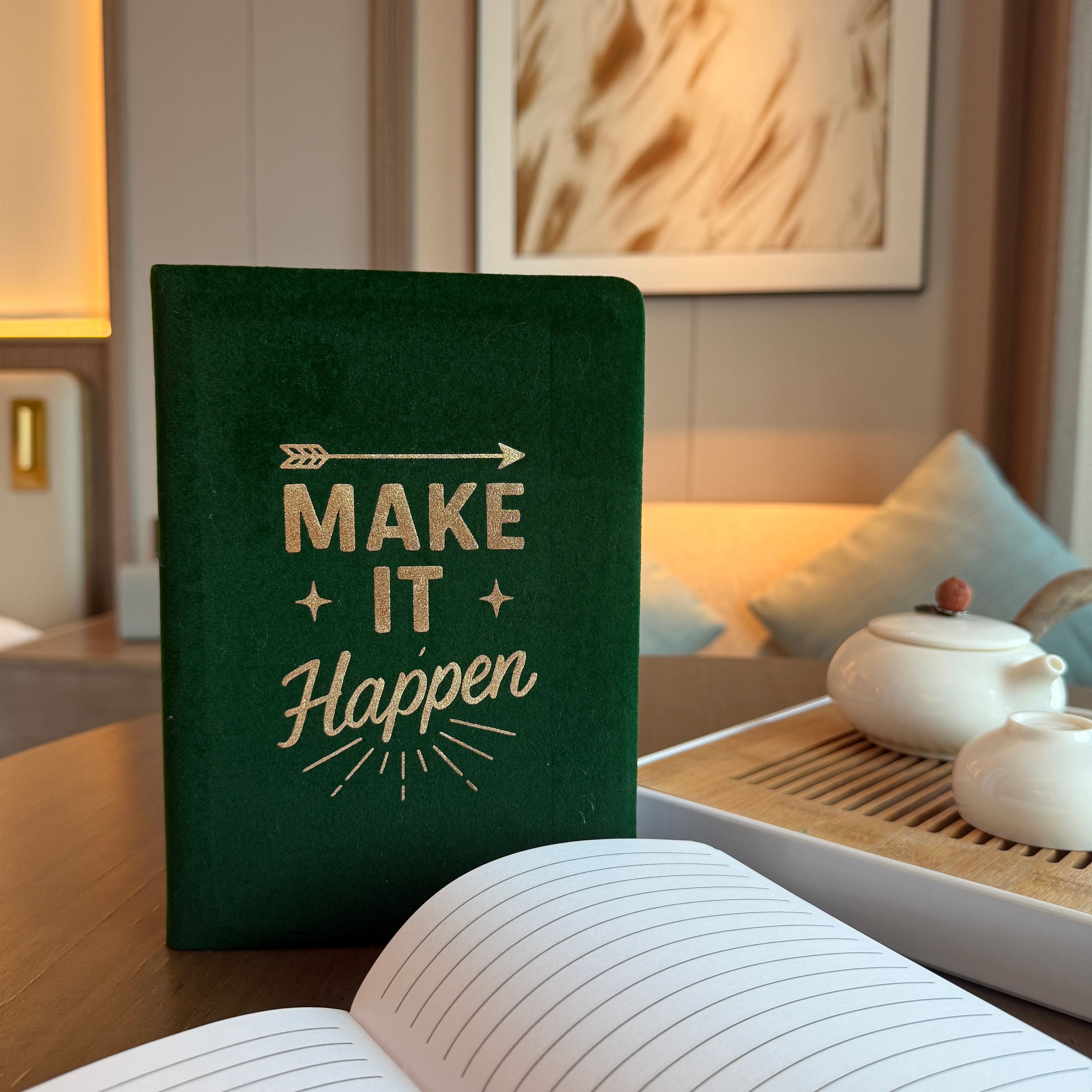 Dark Green Velvet Notebook with 80 Pages for Creative Writing