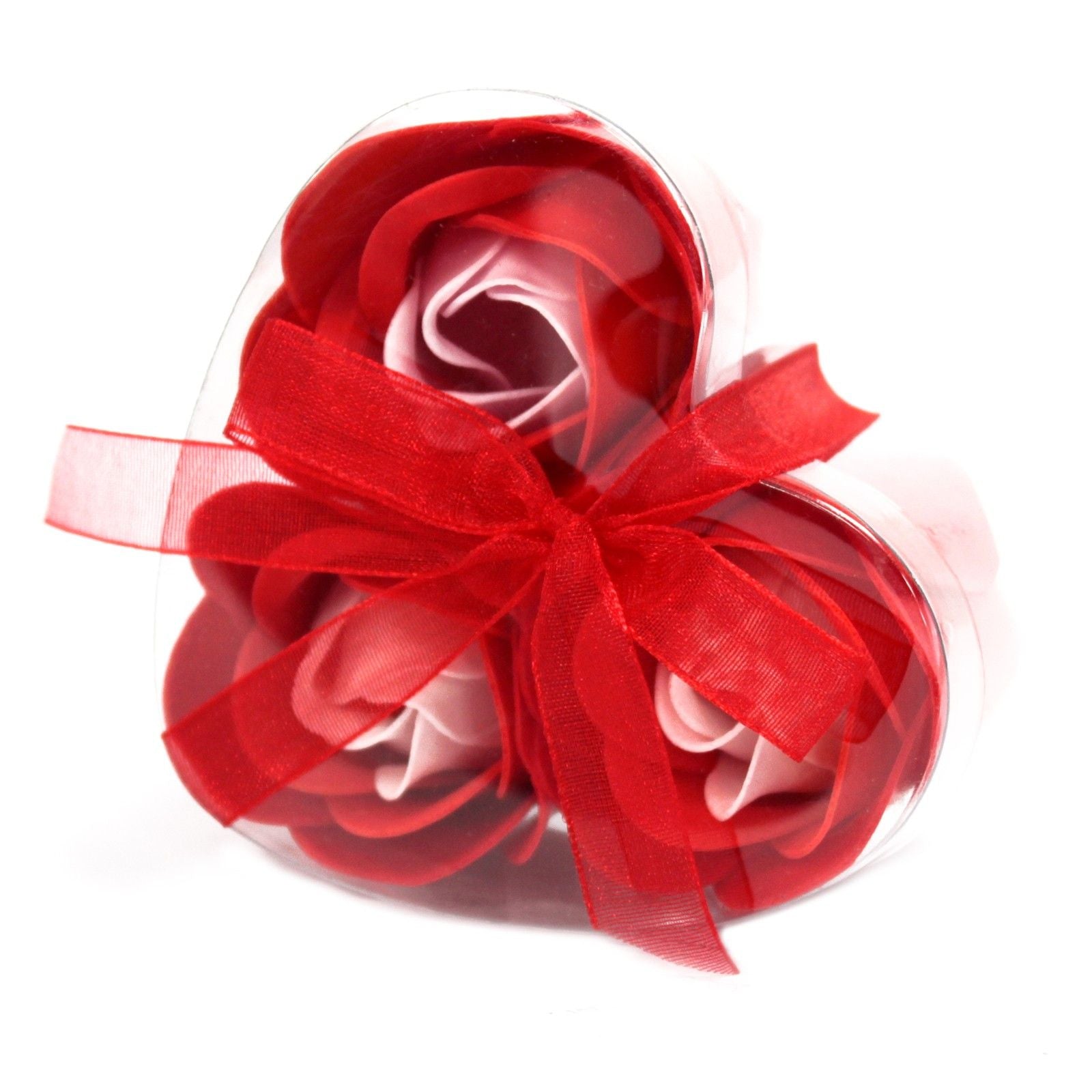 Set of 3 Soap Flower Heart Box with Red Roses for Gifting