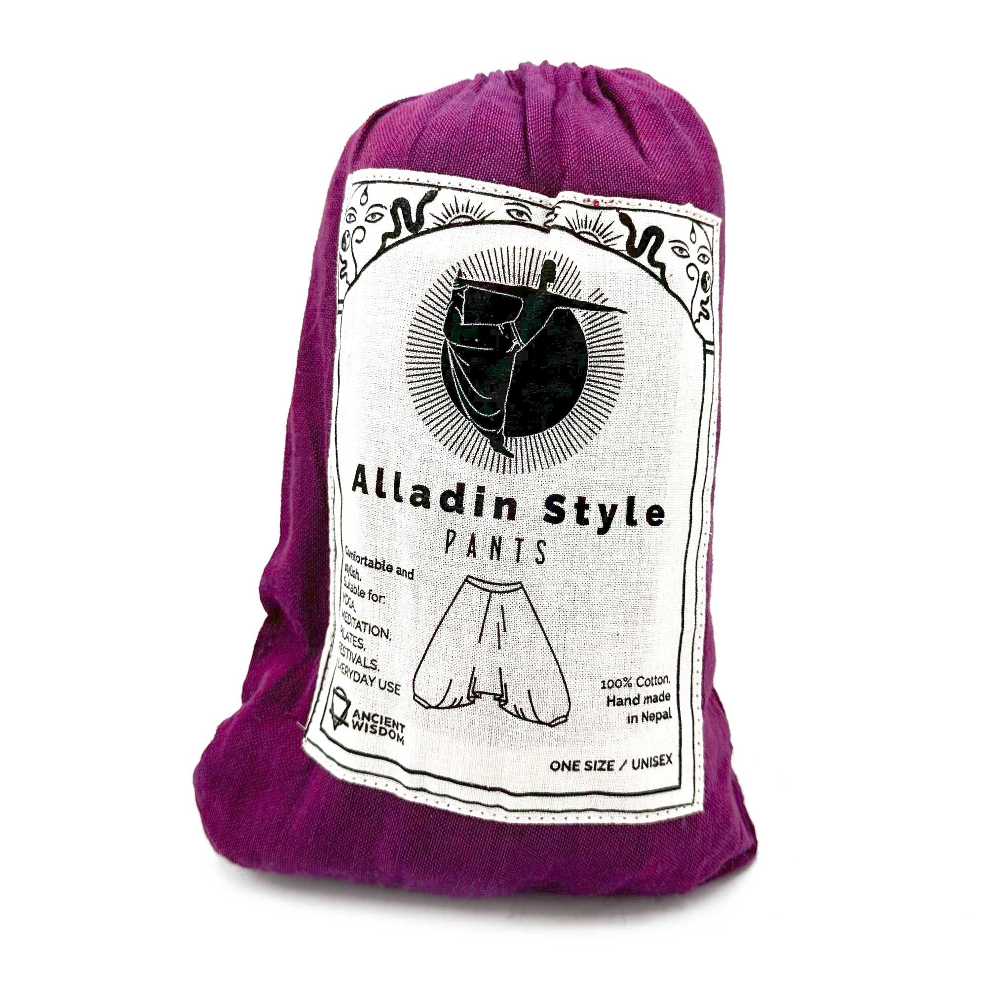 Aladdin Yoga and Festival Pants with Himalayan Print on Purple