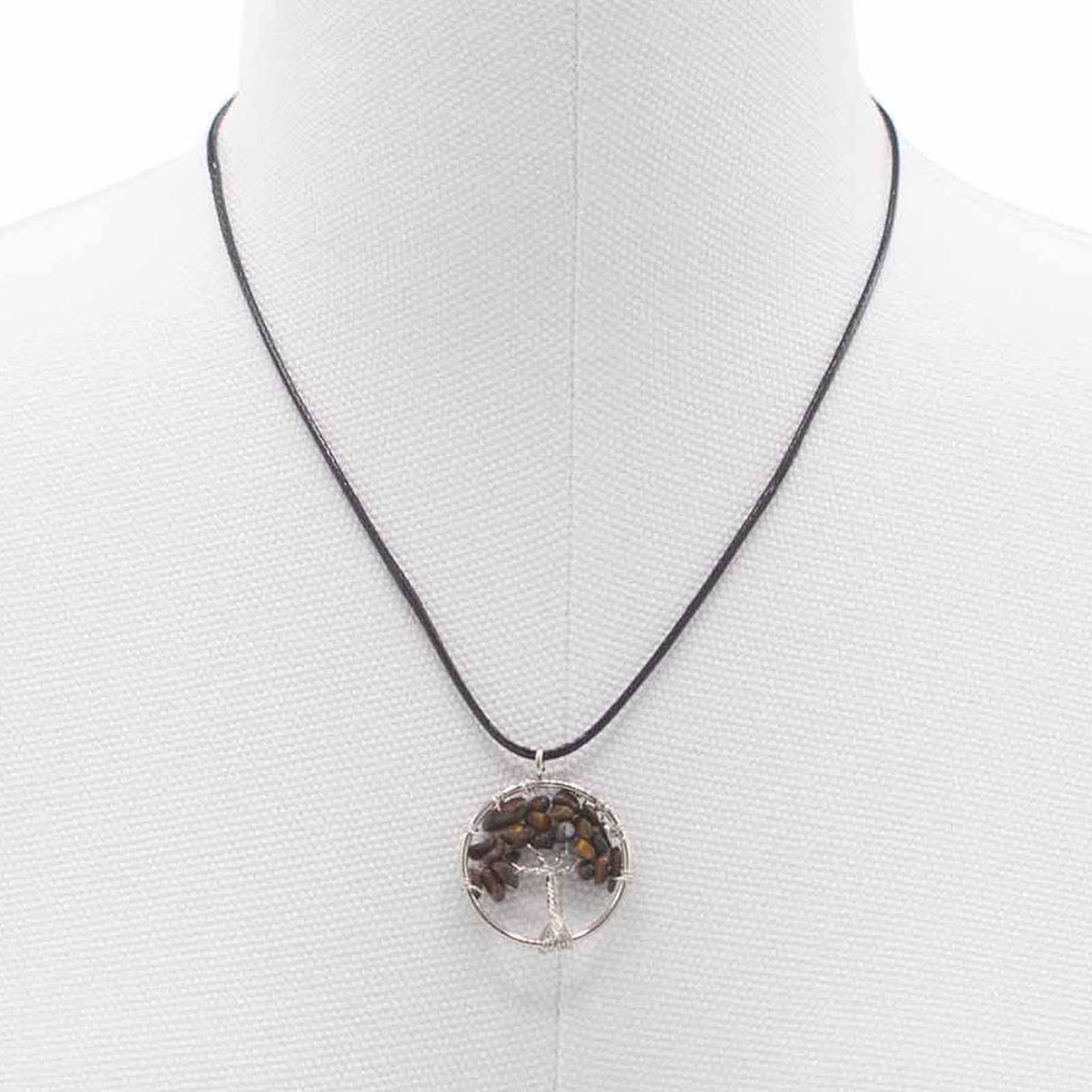 Tree of Life Pendant in Tiger Eye with Intricate Design Detail