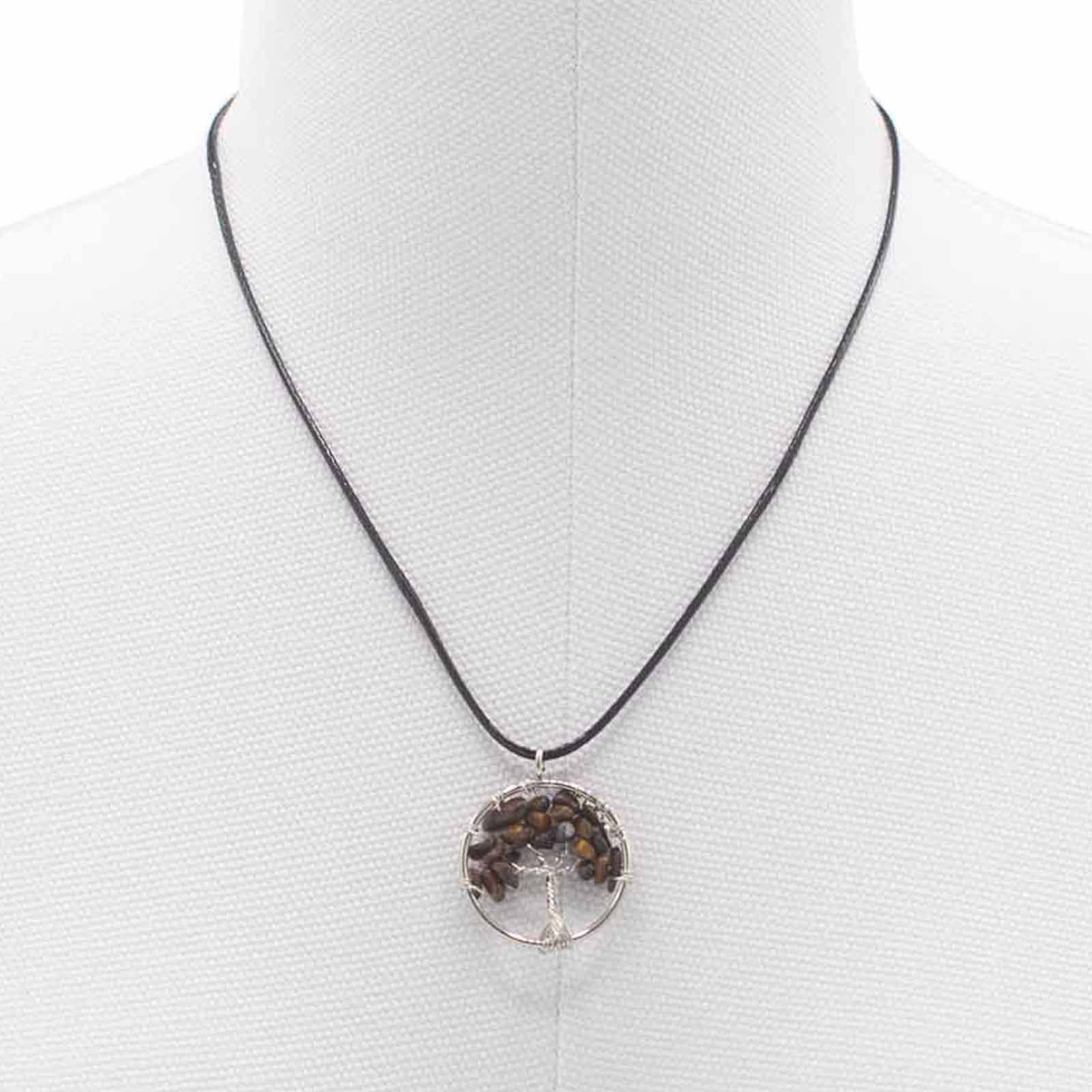 Tree of Life Pendant in Tiger Eye with Intricate Design Detail