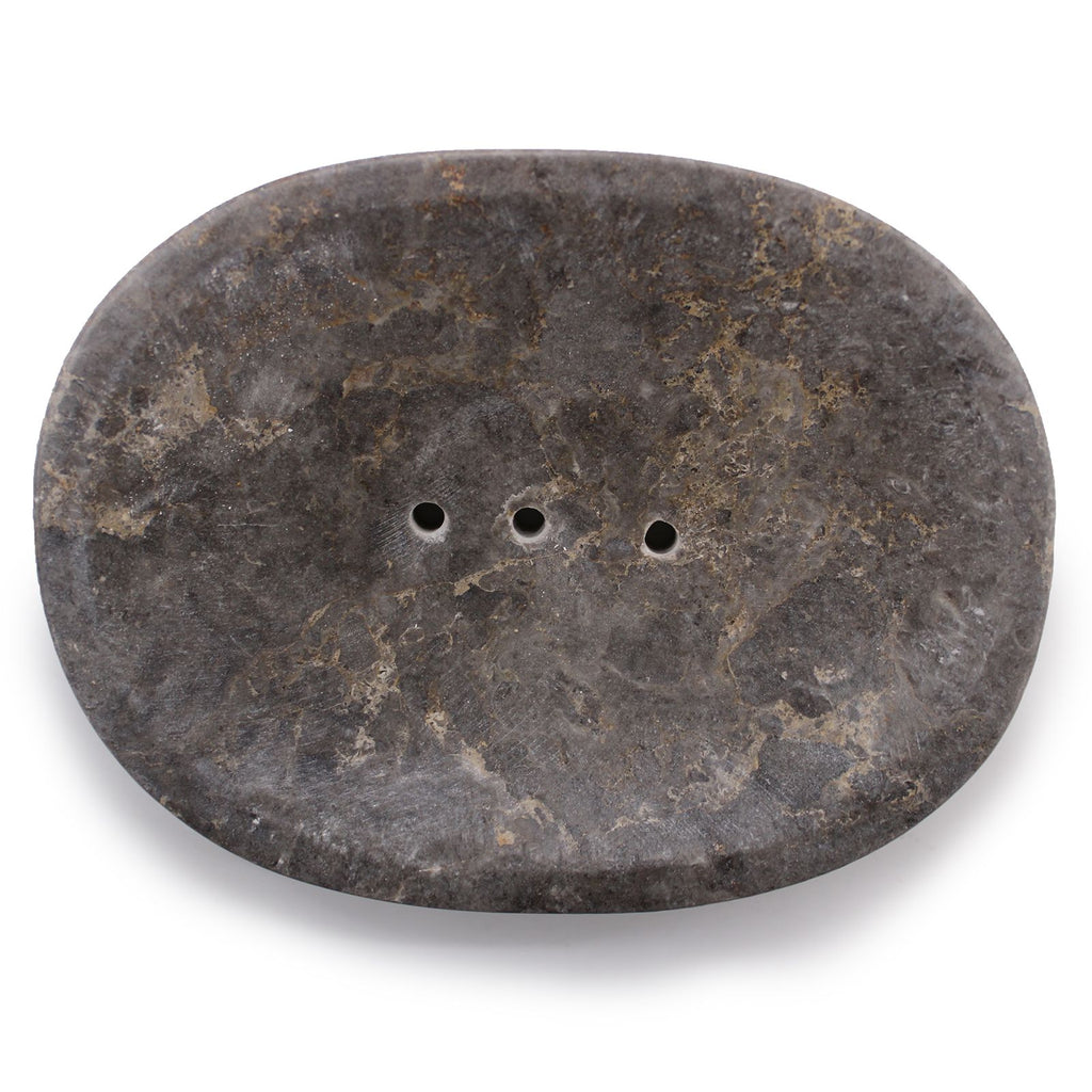 Classic Oval Grey Marble Soap Dish for Elegant Bathroom Decor