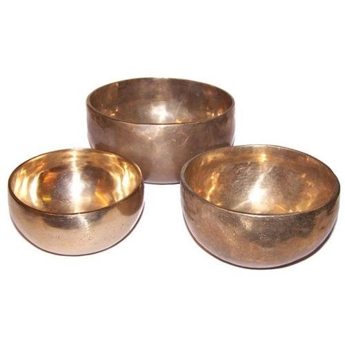 Set of 3 Handmade Brass Singing Bowls for Sound and Meditation