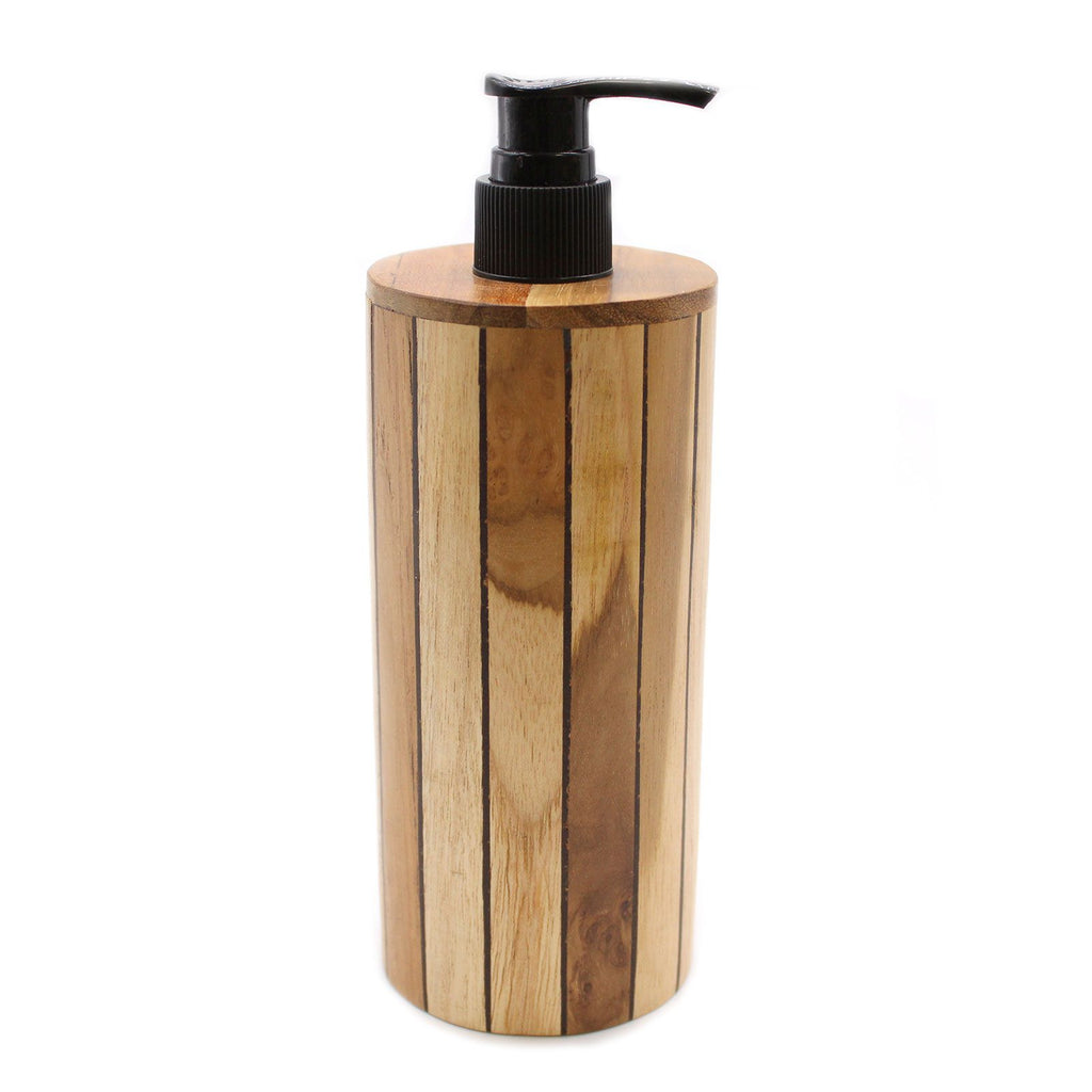 Natural Teakwood Round Soap Dispenser for Kitchen and Bathroom