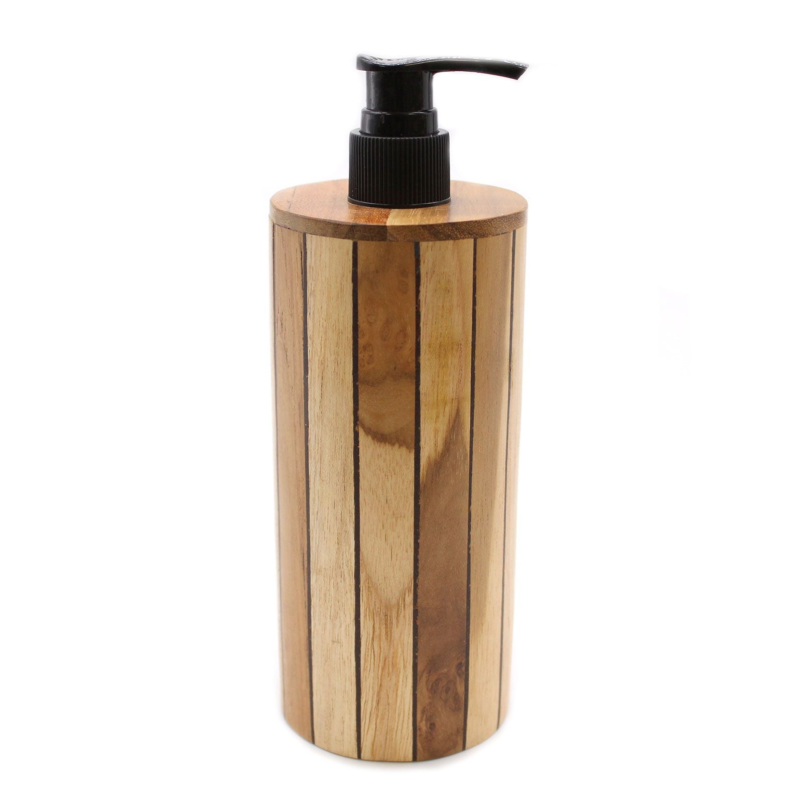 Natural Teakwood Round Soap Dispenser for Kitchen and Bathroom