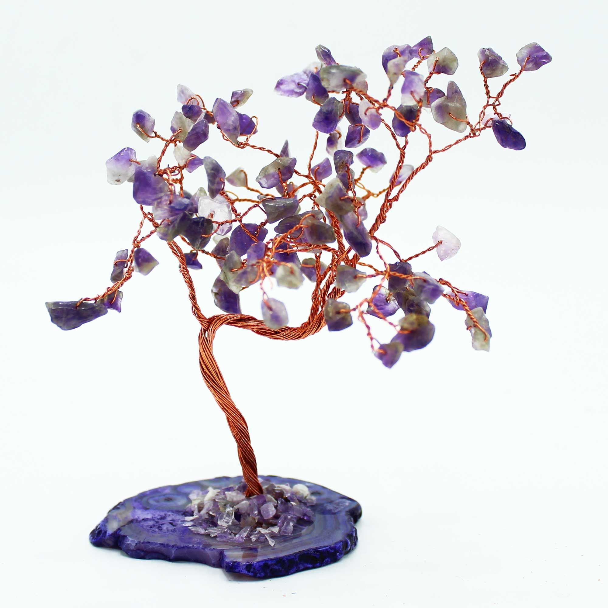Large Amethyst Gemstone Tree on Natural Agate Base 100 Stones
