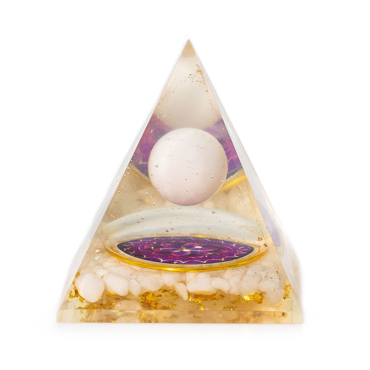 Medium Organite Pyramid 7x6cm - Floating Quatz Sphere - Quartz Chunks