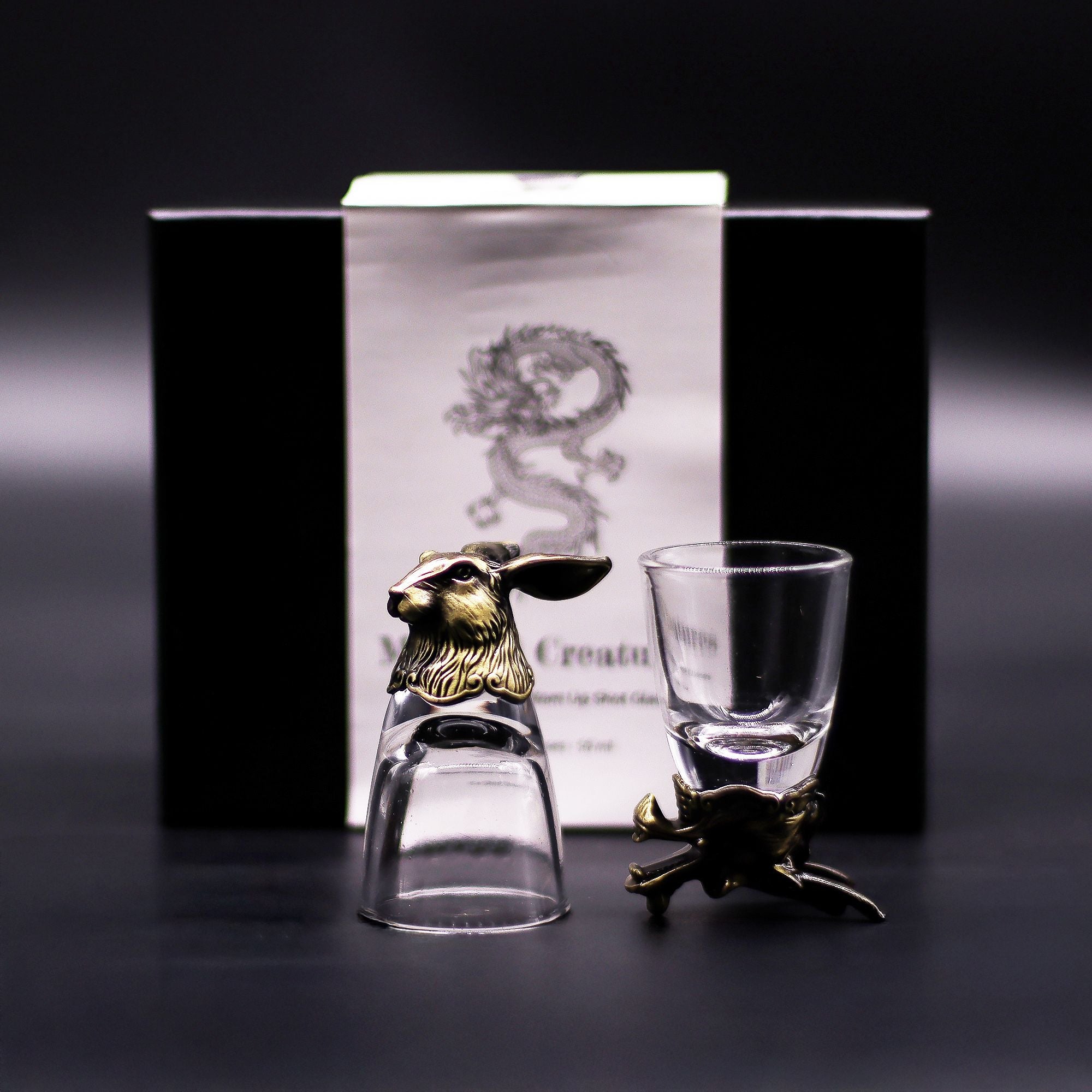 Gift Set of 6 Mystical Creatures Shot Glasses in Antique Bronze