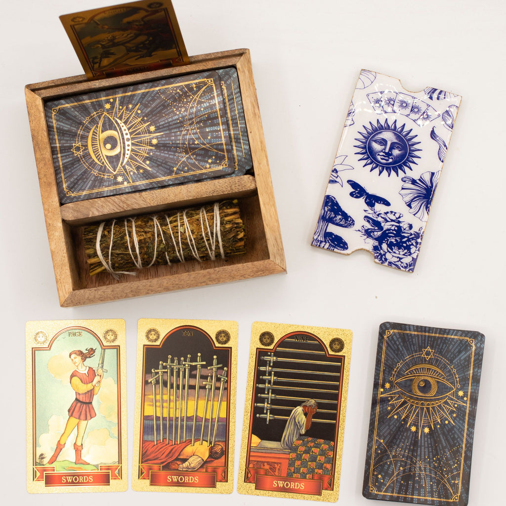 Two Section Tarot Box with Card Holder for Spiritual Practice