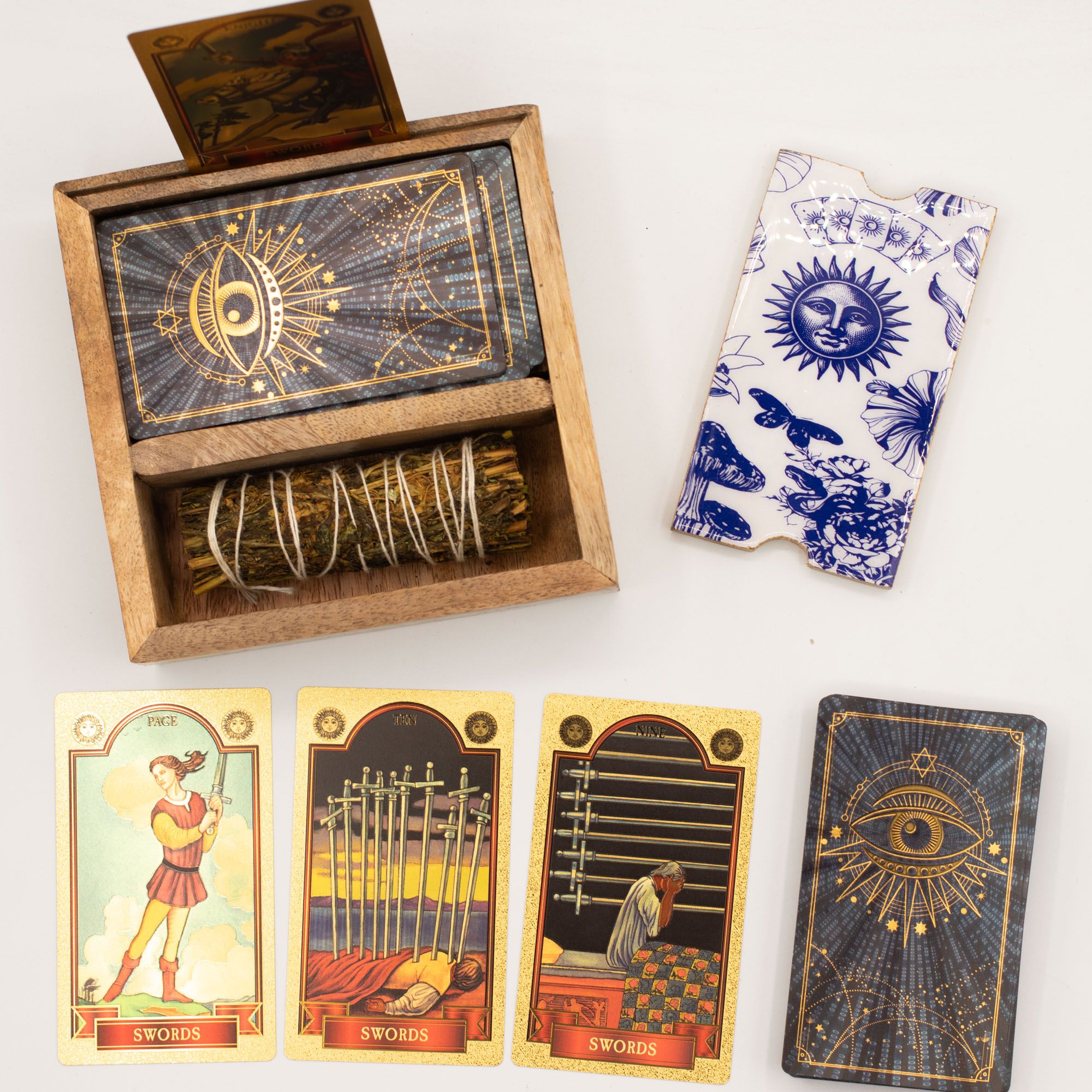 Two Section Tarot Box with Card Holder for Spiritual Practice