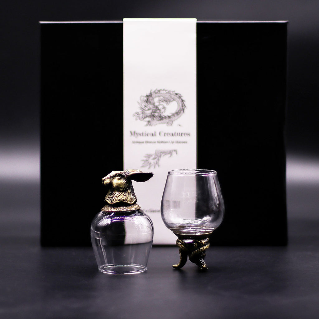 Gift Set of 6 Mystical Creatures Glasses with Antique Bronze Design