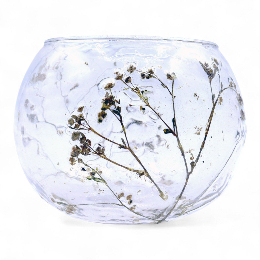 Natural Floral Glass Candle Holder Bowl Margarita with Unique Design