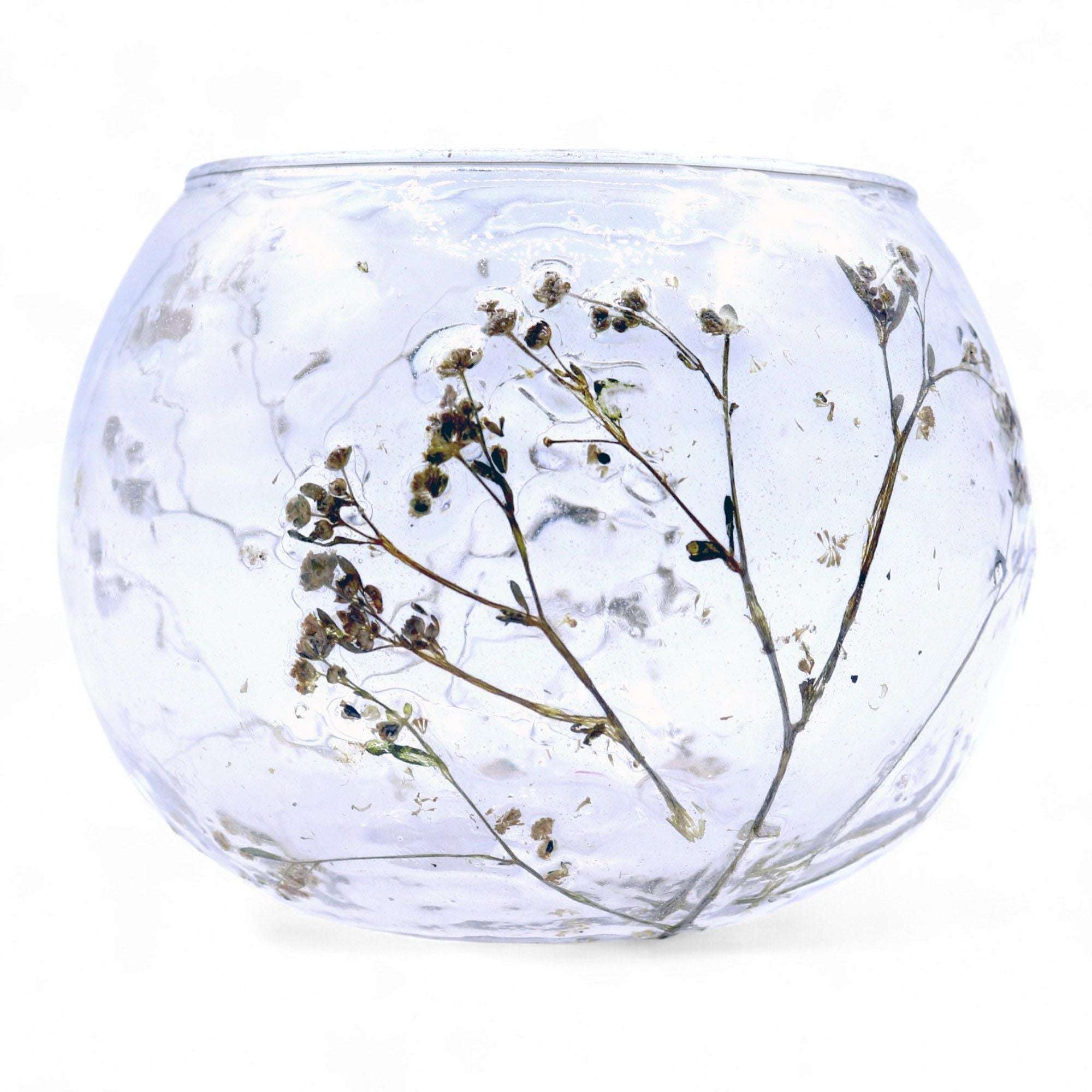 Natural Floral Glass Candle Holder Bowl Margarita with Unique Design
