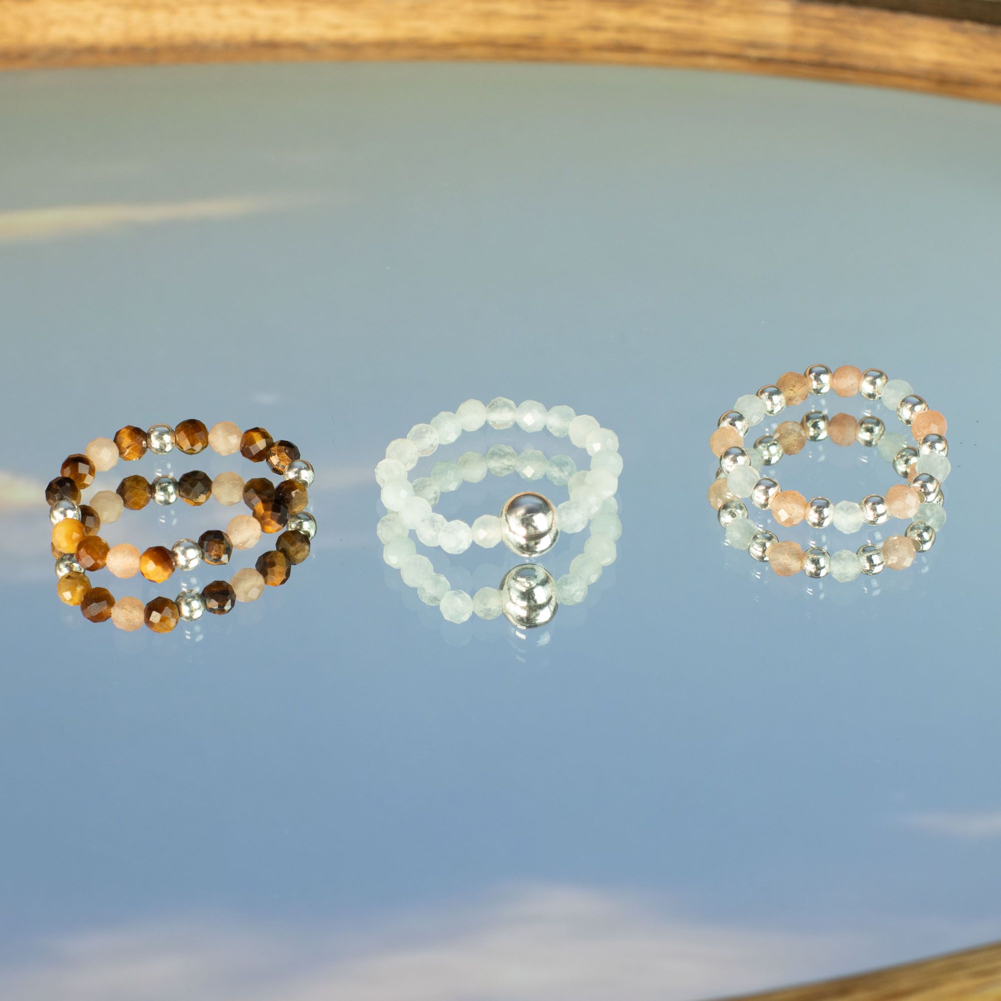 Nymph Spirit Gemstone Ring Set Sea Sunset for Versatile Styling