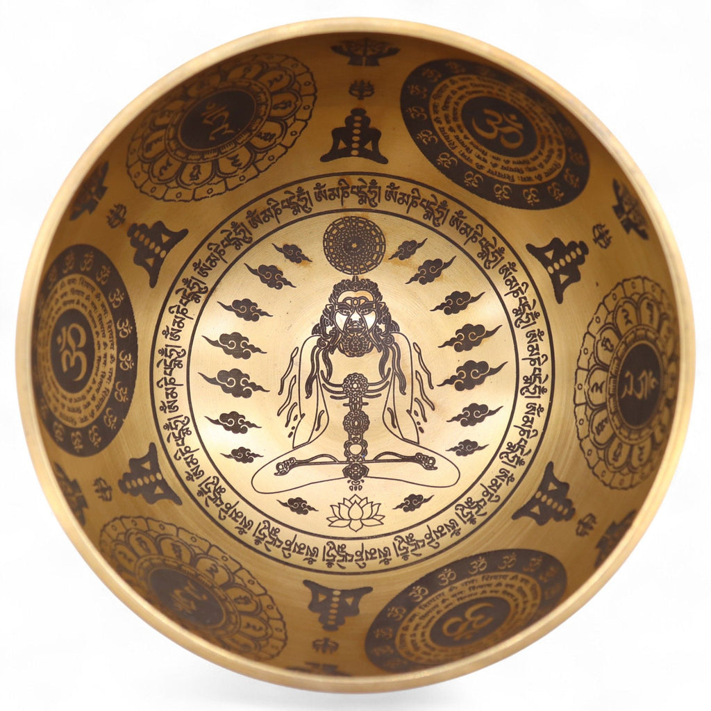 Pure Brass Etched Yogi Set of 4 Singing Bowls for Meditation