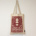 Nomad Sari Iconic Toni Tote Bag with Love is a Super Power Design