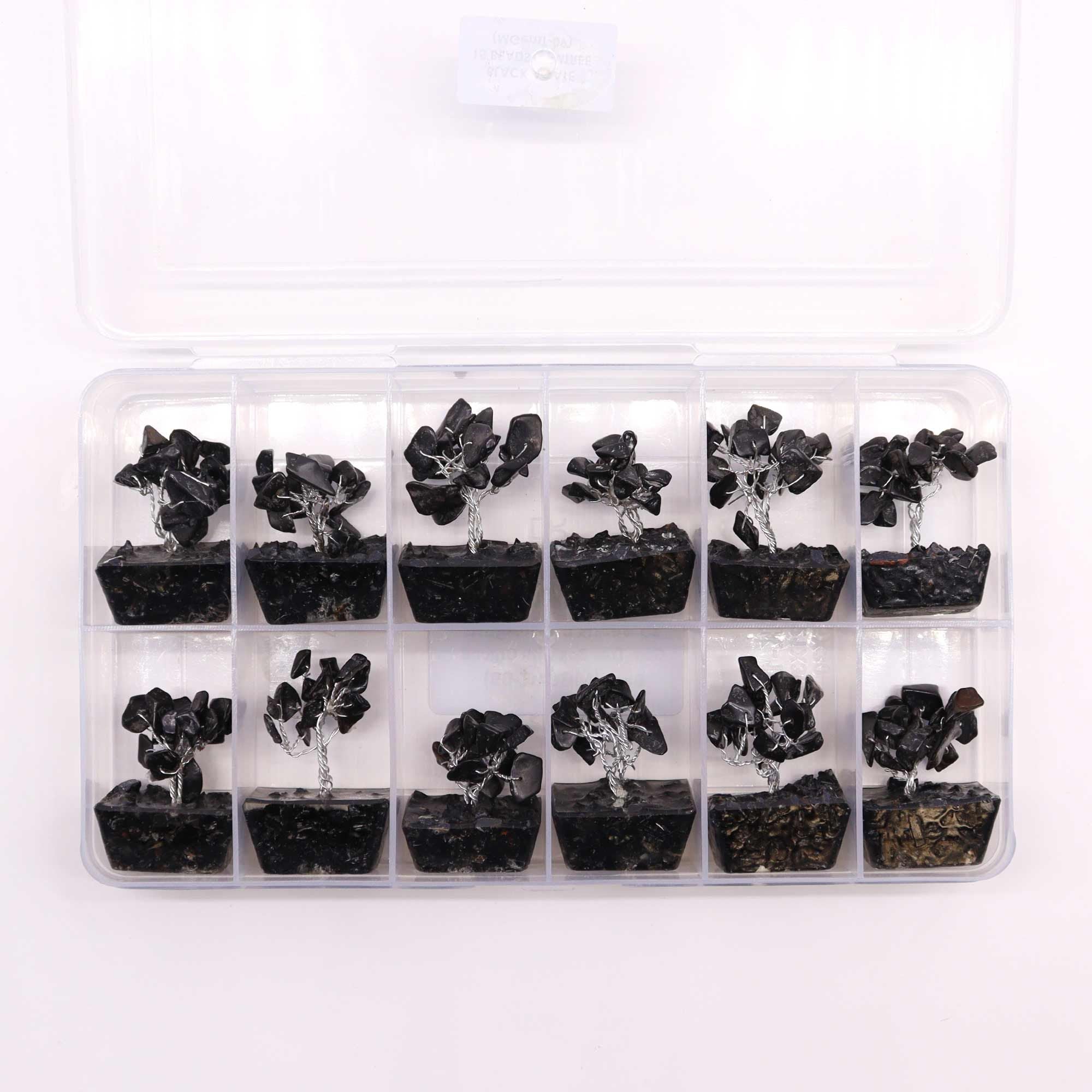 Mini Gemstone Tree on Orgonite Base with Black Agate 15 Stones