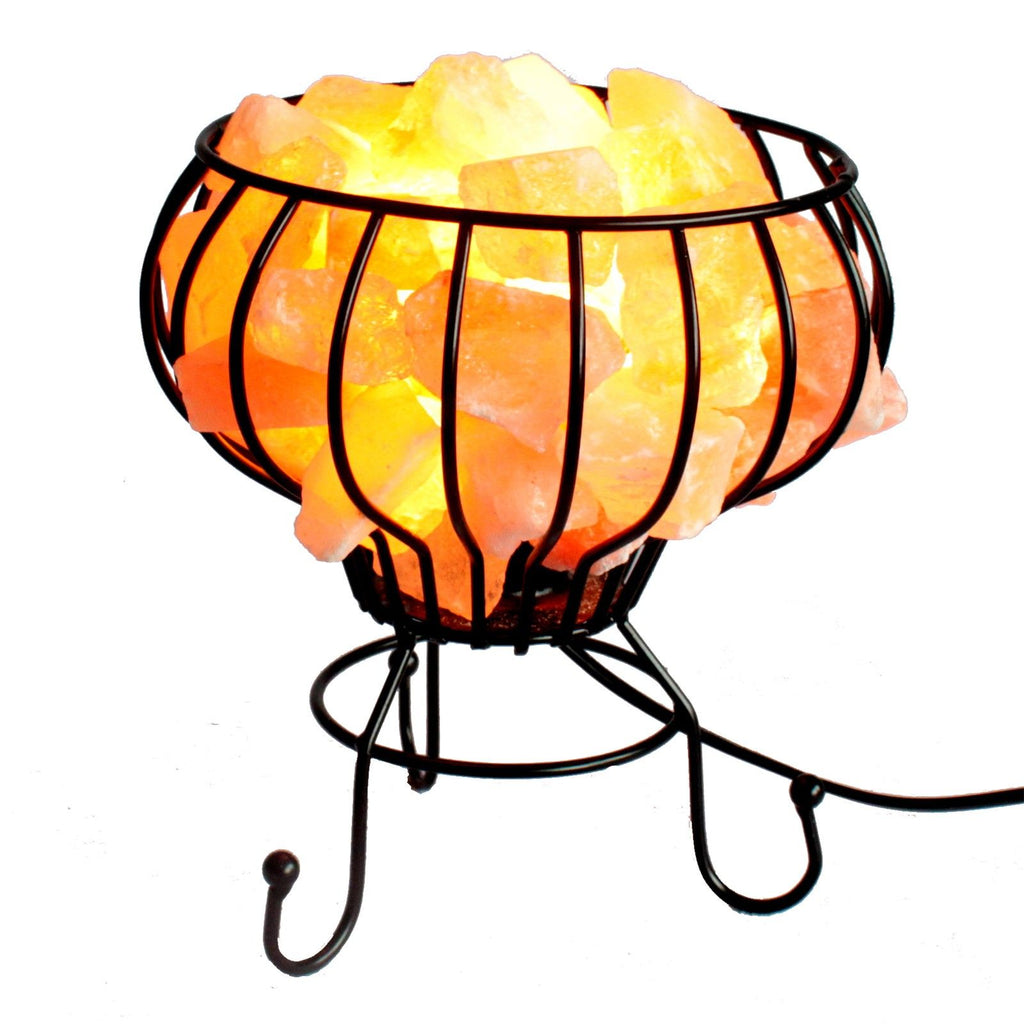 Low Salt Rock Brazier Set with Pink Salt Chunks and Light Fitting