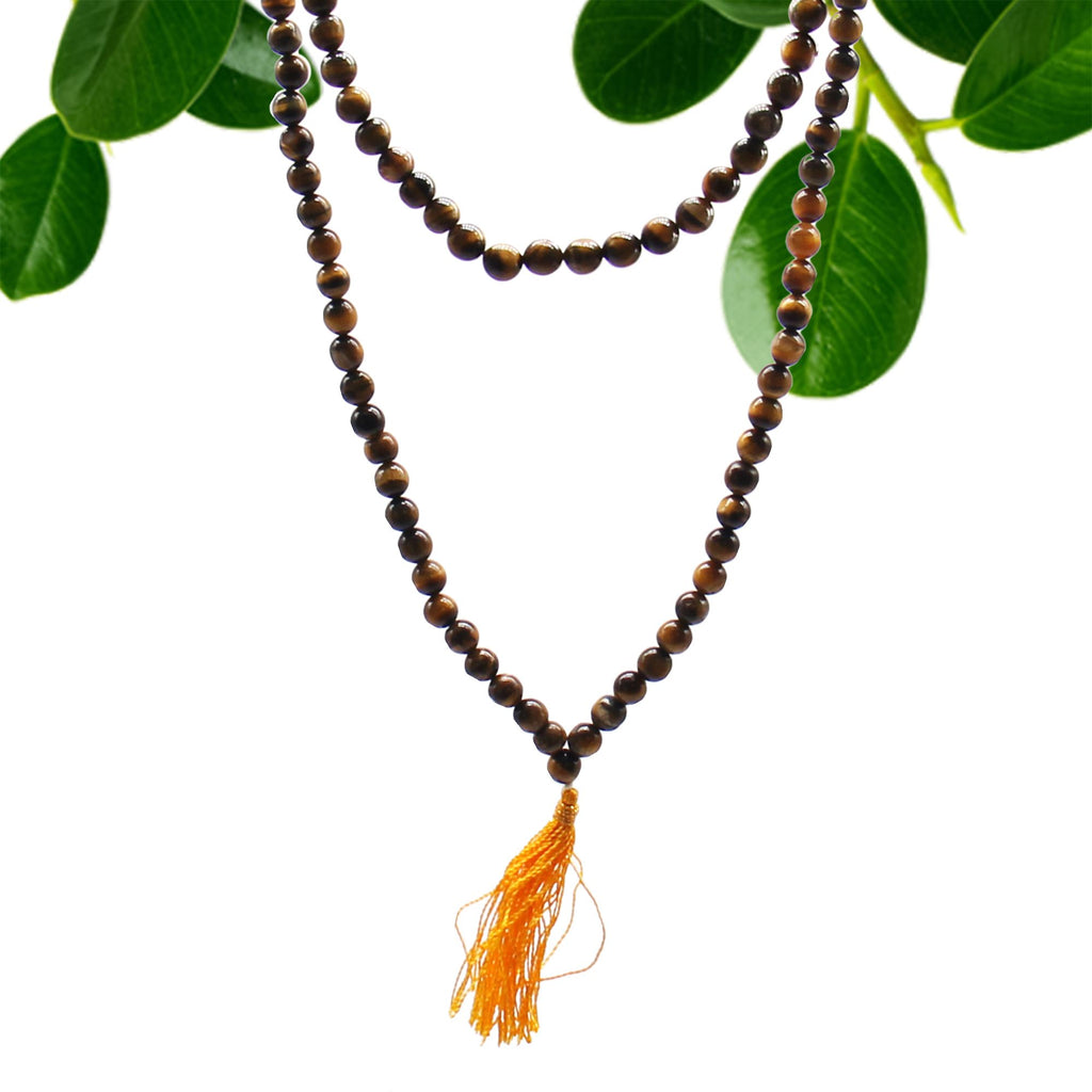 108 Bead Mala with Tiger Eye Gemstone for Japa Practice