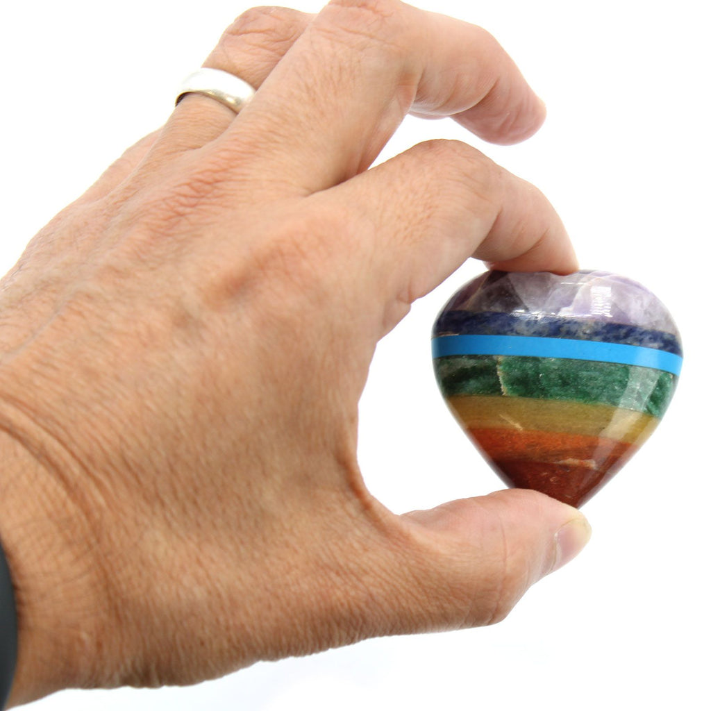 Chakra Hearts 45 60mm Bonded Chakra Stones for Collectors and Enthusiasts