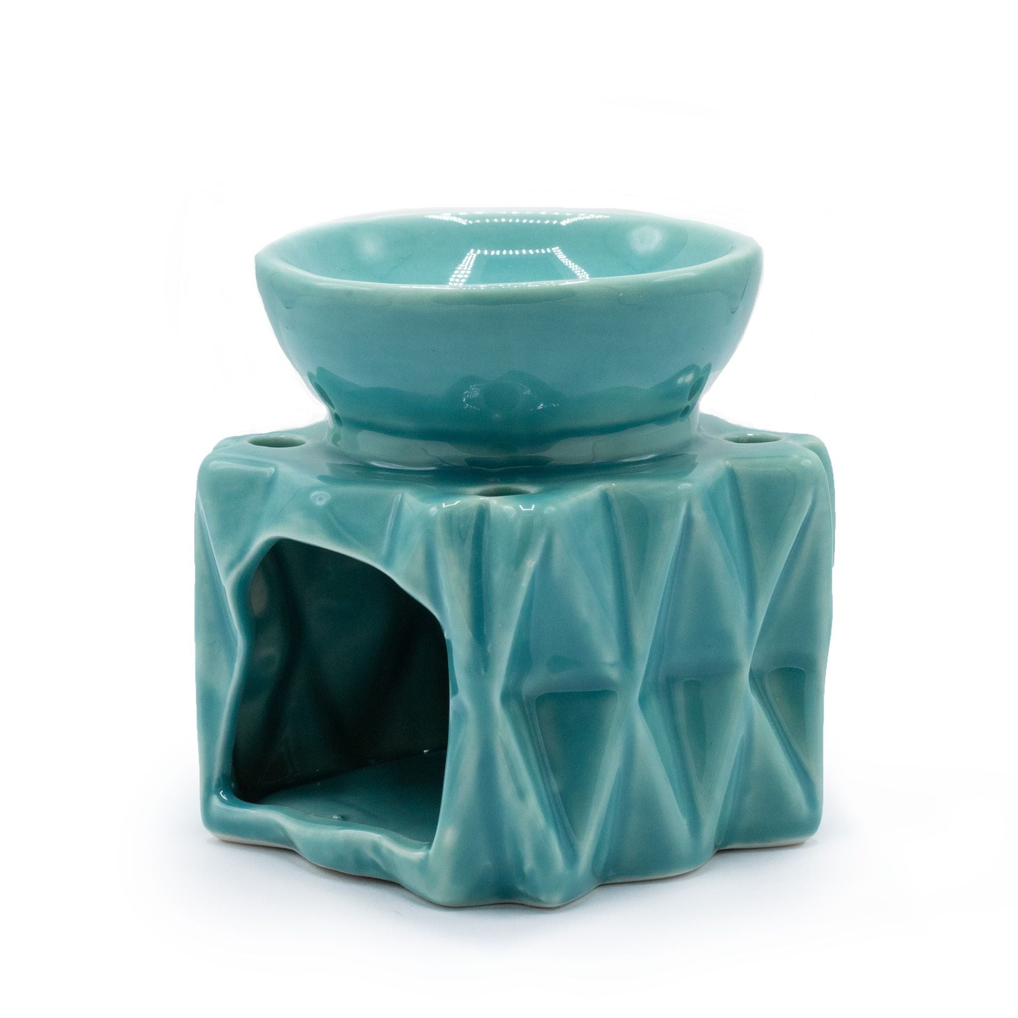 Geometric Blue Oil Burner for Aromatic Oils and Home Fragrance