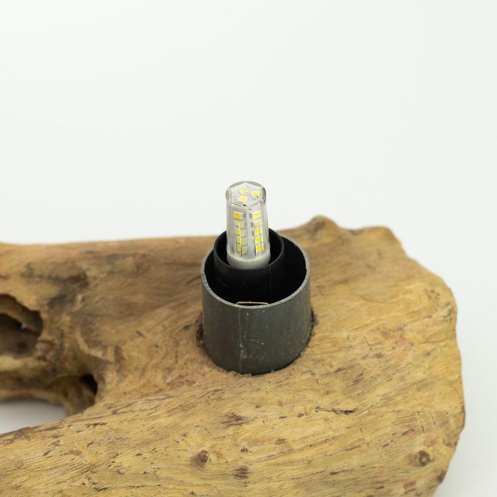 DriftGlow Lamp with Crackle Half Moon Shade in Grey Design