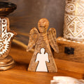 Mango Wood Angel Figurine in White Enamel for Home Decor