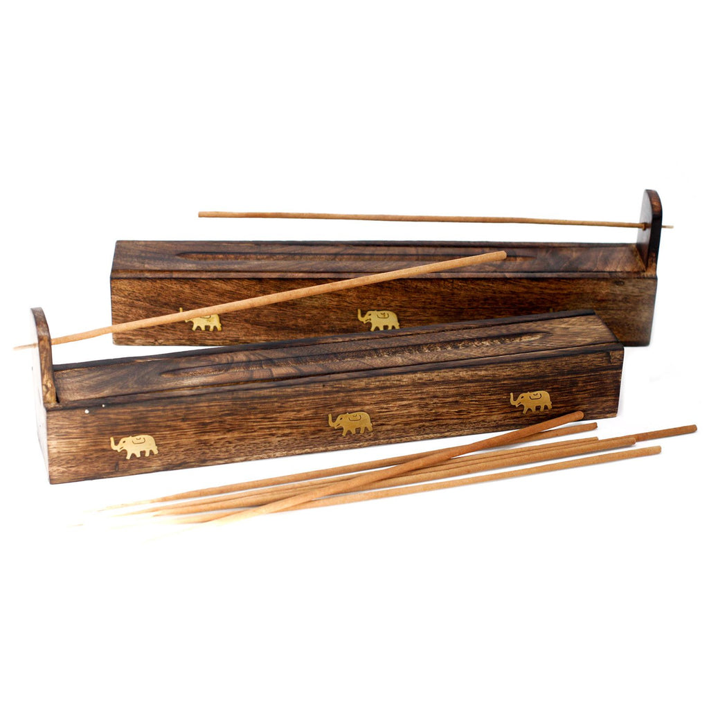Mango Wood Incense Box with Assorted Designs for Home Decor