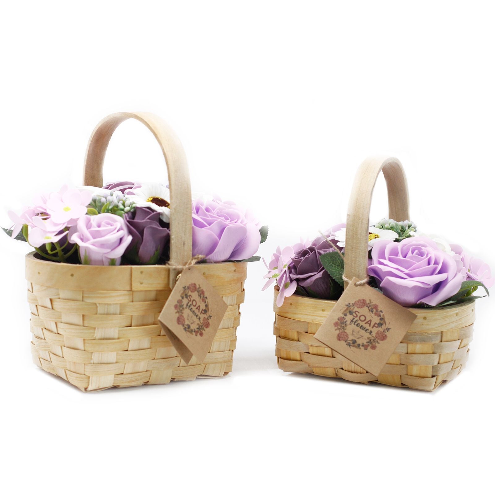 Medium Pink Bouquet in Wicker Basket for Special Charming Occasions