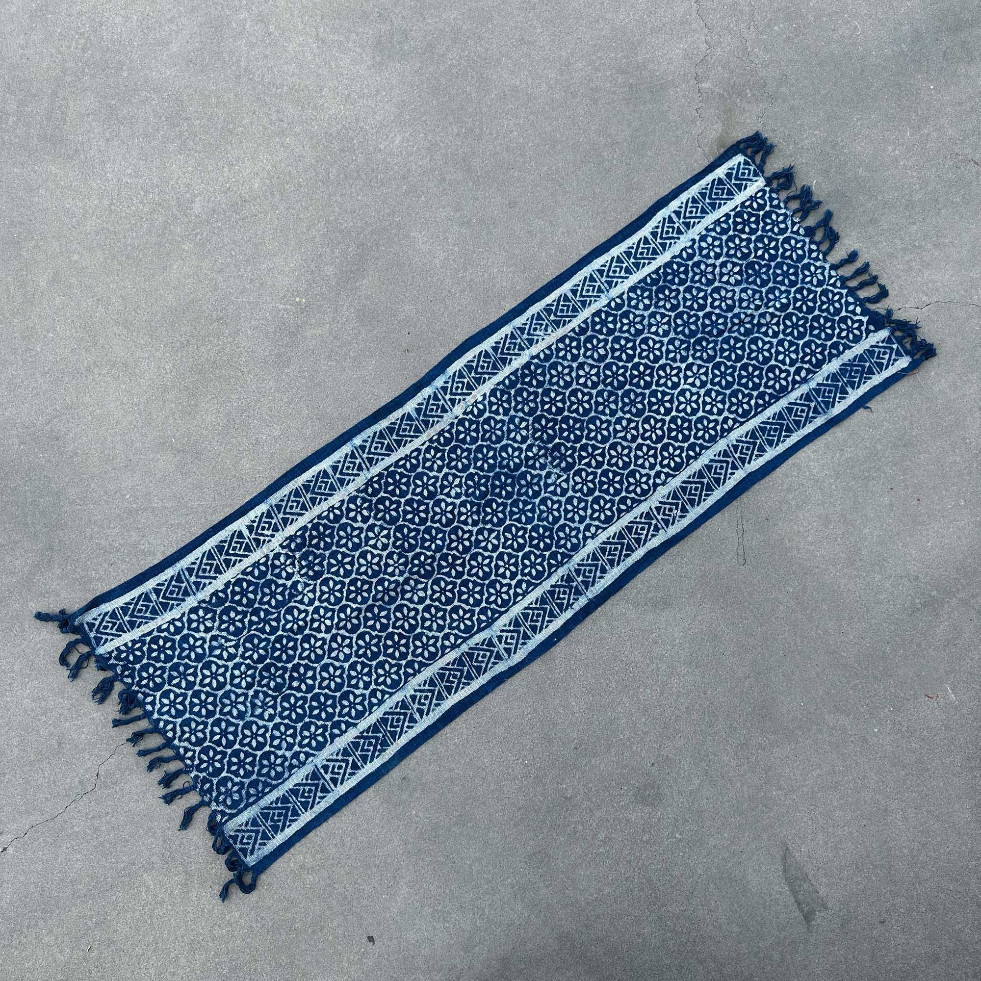 Handmade Indigo Runner 170x60cm with Madjid Tiles Design Artistry