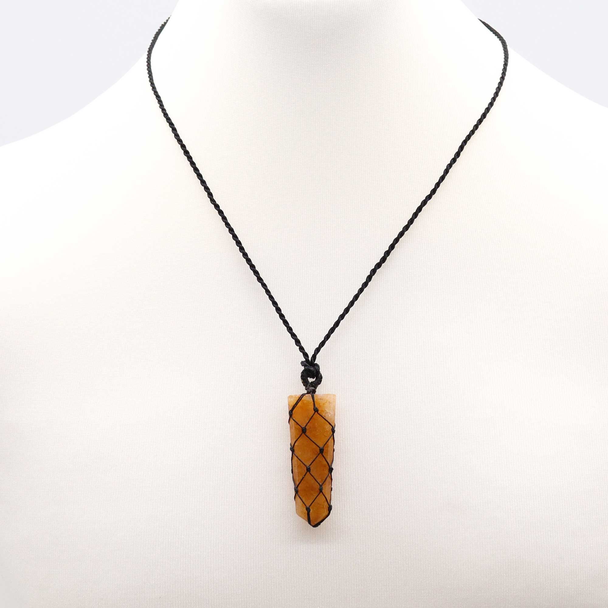 Laced Gemstone Flat Point Pendant with Radiant Golden Quartz