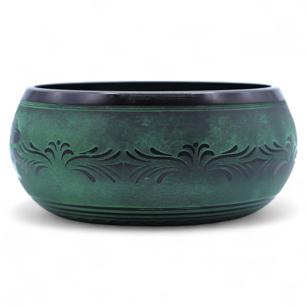 Extra Loud Mushroom Singing Bowl in Moss Green for Meditation